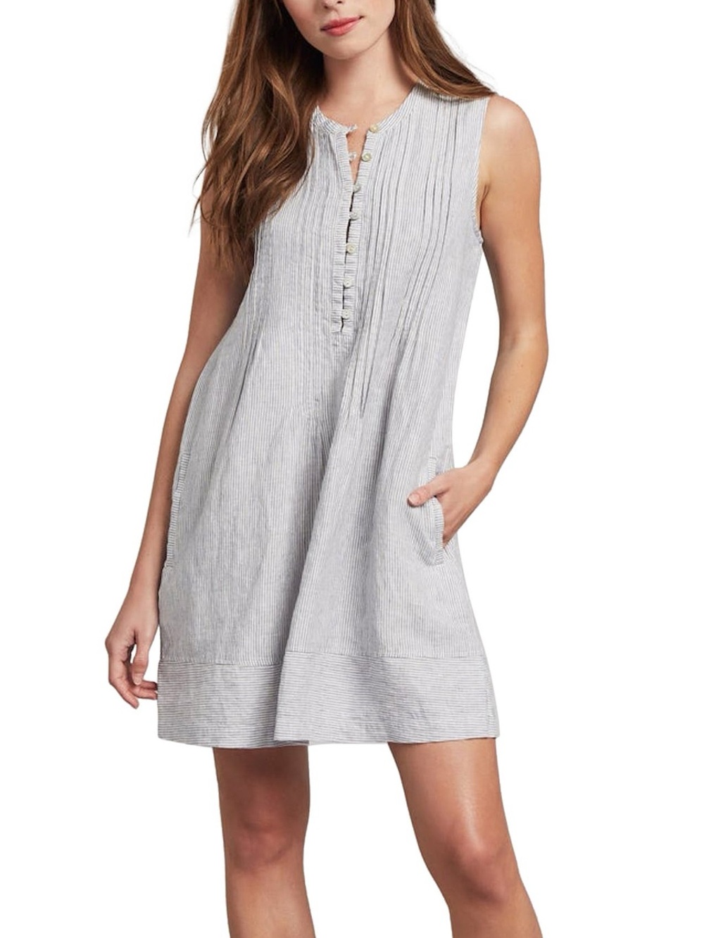 Faherty Isha Striped Linen Swing Dress